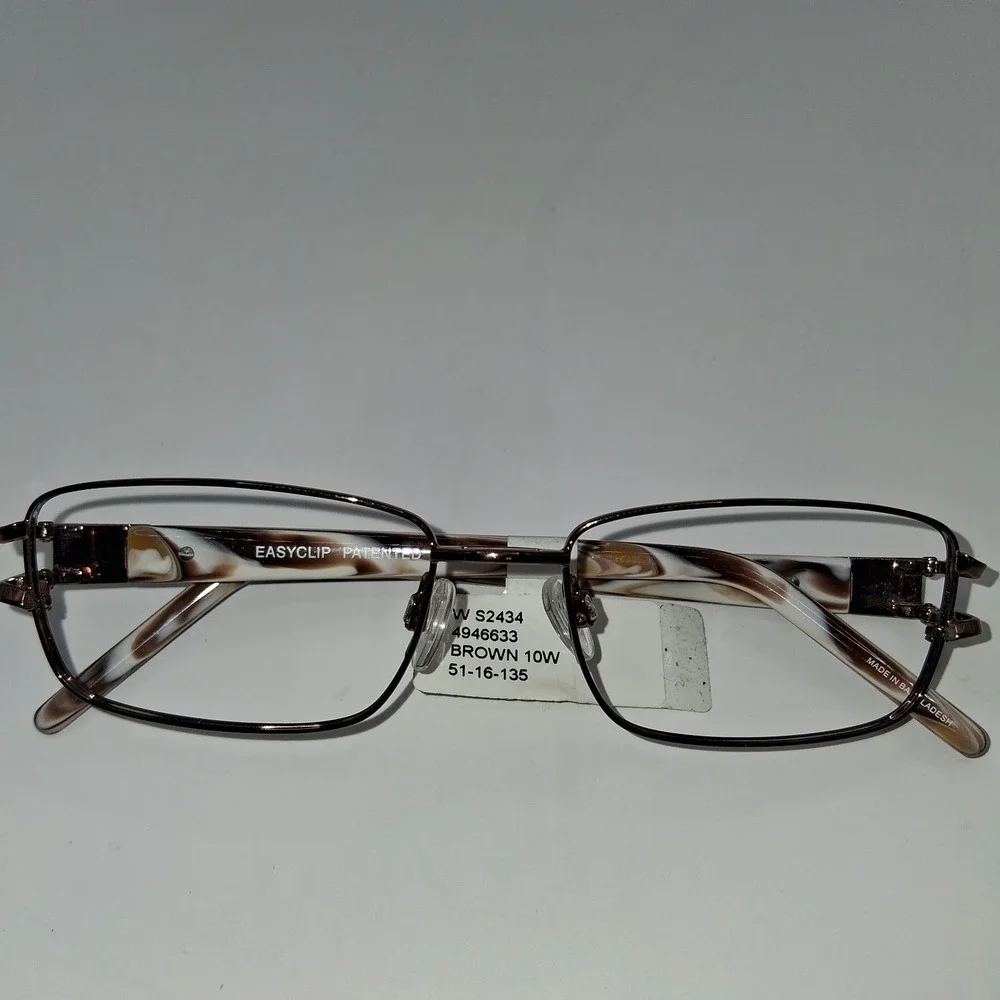 Easy Clip W-S2434 10 51-16-135 Dark Rose Metal Full Rim Eyeglasses FRAMES ONLY